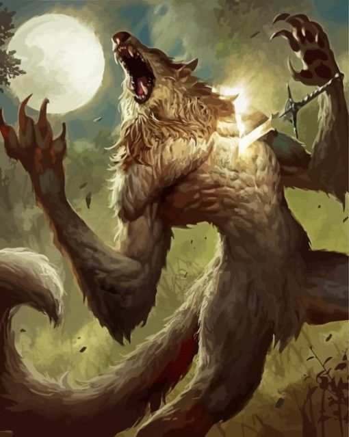 Fantasy Werewolf Howling paint by numbers