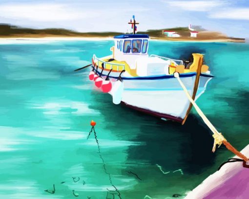 Fishing Boat Art paint by numbers