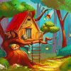 Forest Tree House Art paint by numbers