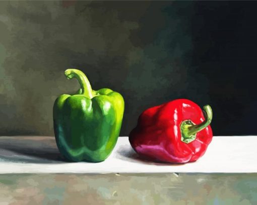Green And Red Pepper paint by number