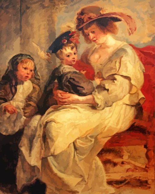 Helena Fourment with Children By Rubens paint by number