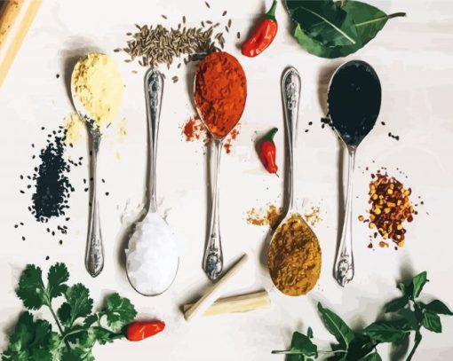 Herbs And Spices Spoons paint by numbers