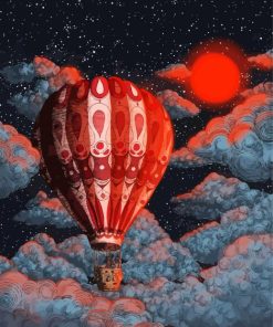 Hot Aiballoon Over Clouds paint by number