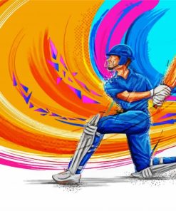 Illustration Cricket Player paint by numbers