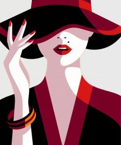 Illustration Lady In Hat paint by number
