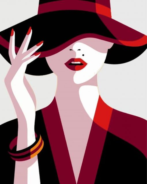 Illustration Lady In Hat paint by number