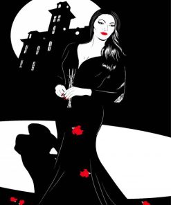 Illustration Morticia Addams Art paint by number