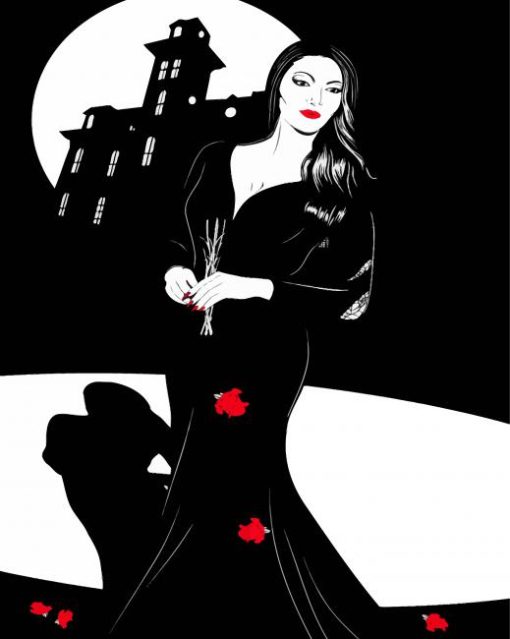 Illustration Morticia Addams Art paint by number
