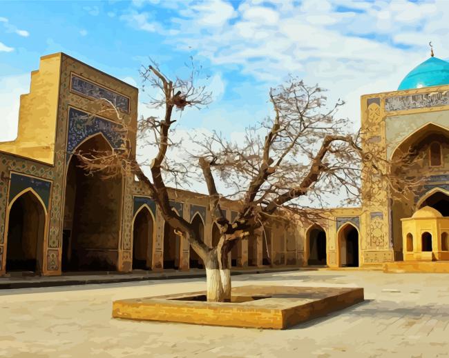 Kalan Mosque Uzbekistan Bukhara paint by numbers