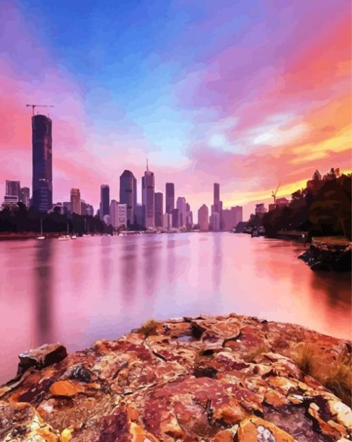 Kangaroo Point Brisbane View At Sunset paint by numbers