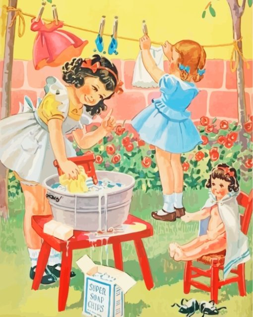 Kids Laundry Day paint by number