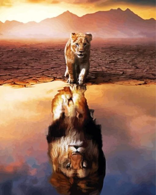 Lion Reflection paint by numbers