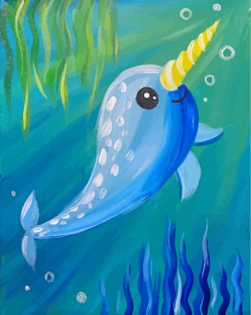 Little Blue Narwhal paint by number