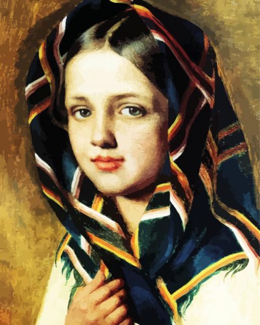 Little Girl In Scarf paint by number