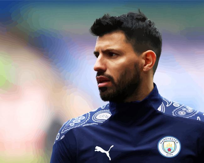 Manchester City Player Sergio Aguero paint by numbers