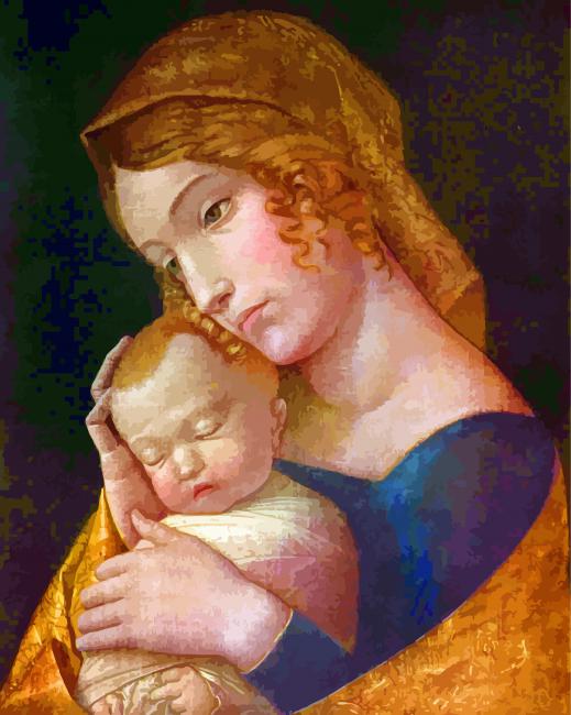 Maria With The Sleeping Child Mantegna Art paint by number