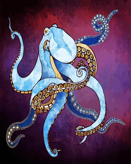 Metallic Octopus paint by number