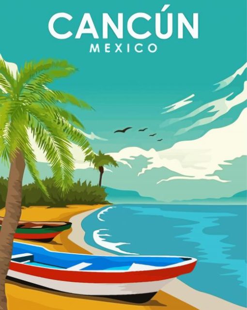 Mexico Cancun Poster paint by numbers