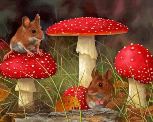 Mice And Toadstools paint by number