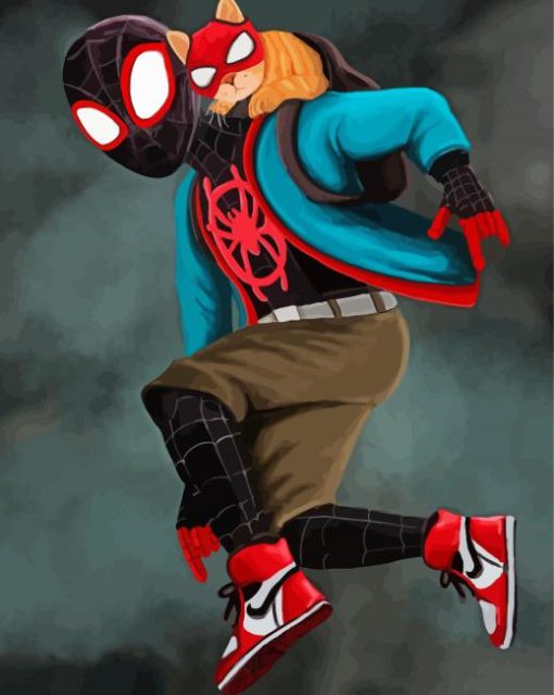 Miles Morales With Spider Cat paint by numbers