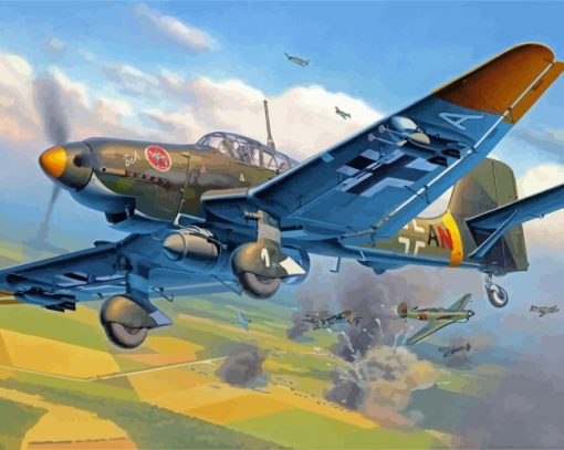 Military Stuka Plane paint by number