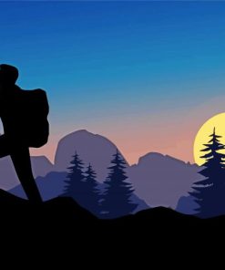 Mountains Climber Silhouette paint by number