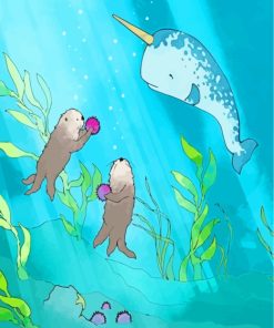 Narwhal And Sea Otters paint by number