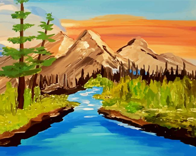 Natural Landscape Paint By Numbers - PBN Canvas
