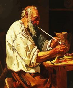 Old Man Smoking Pipe paint by number