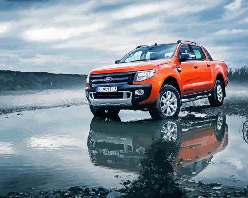 Orange Ford Ranger paint by numbers