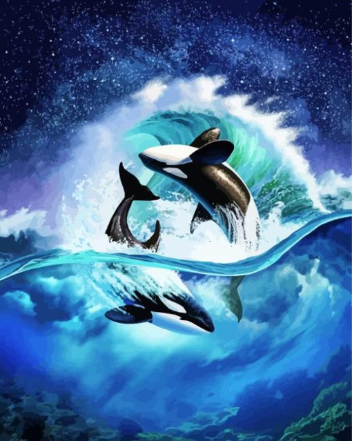 Orcas Wave paint by number