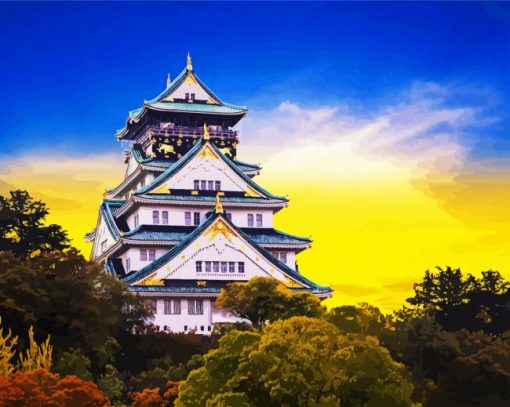 Osaka Castle Japan paint by number