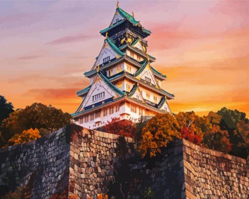 Osaka Castle paint by number