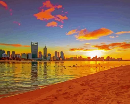 Perth City At Sunset paint by number