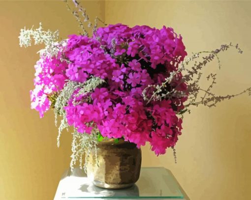 Pink Phlox Vase paint by number