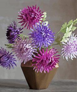Pink Purple Chrysanthemum Vase paint by number