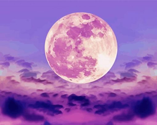Pink Sky Moon paint by numbers