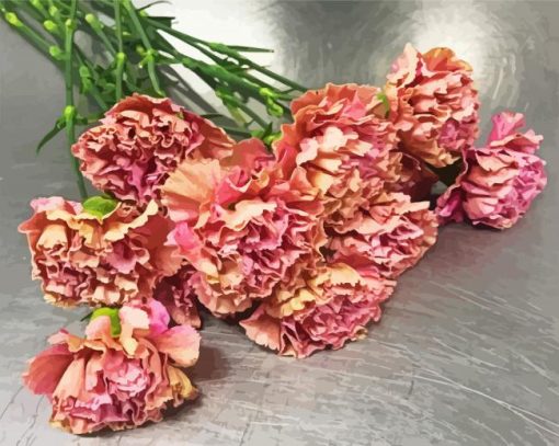 Pink Carnations Bouquet paint by number