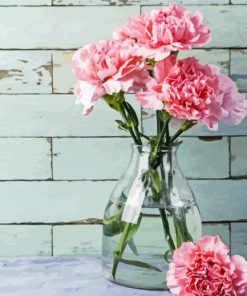 Pink Carnations Glass Vase paint by number