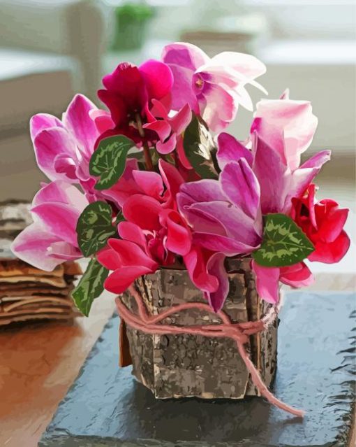 Pink Cyclamen paint by number