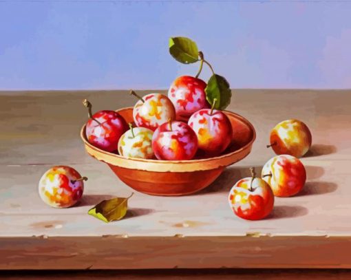 Plums In Terracotta Bowl paint by number