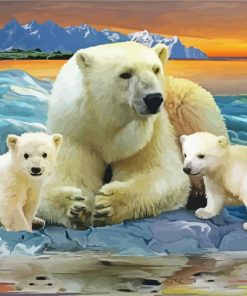 Polar Bear Family paint by number
