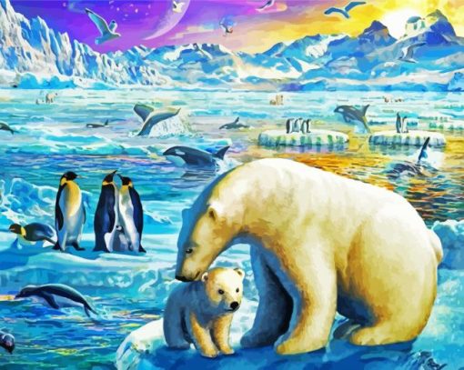 Polar Bears And Penguins paint by number