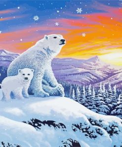 Polar Bears In Snow paint by number