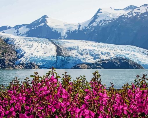 Portage Glacier Alaska paint by number