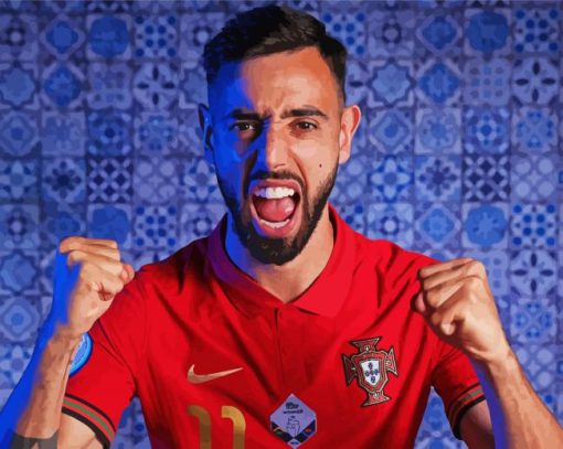 Portugese Player Bruno Fernandes paint by numbers