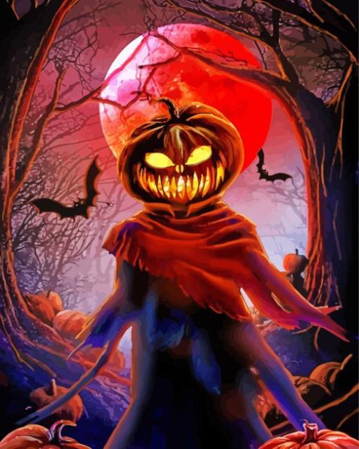 Pumpkin Scarecrow paint by number