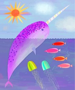 Purple Narwhal Art paint by number