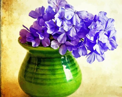 Purple Phlox In Green Vase paint by number