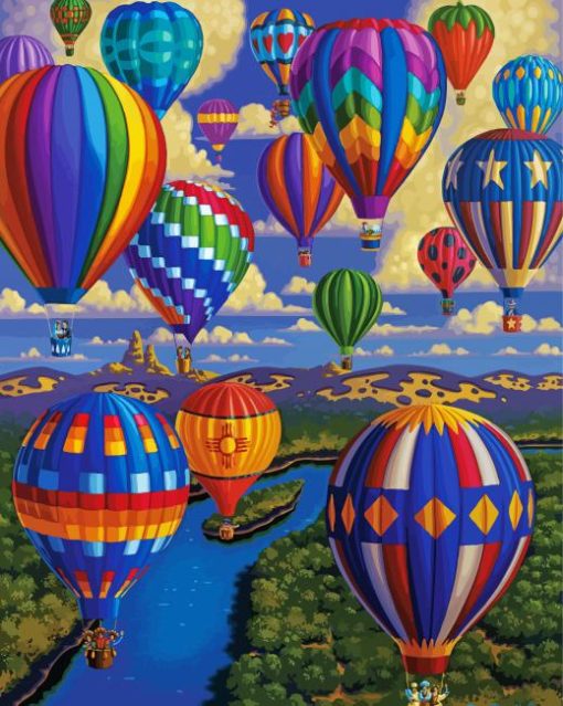 Rainbow Hot Airballoons paint by numbers